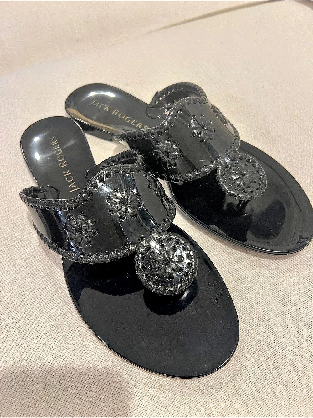 Jack Rogers Amelia Flower Jelly Sandal Black Sandals